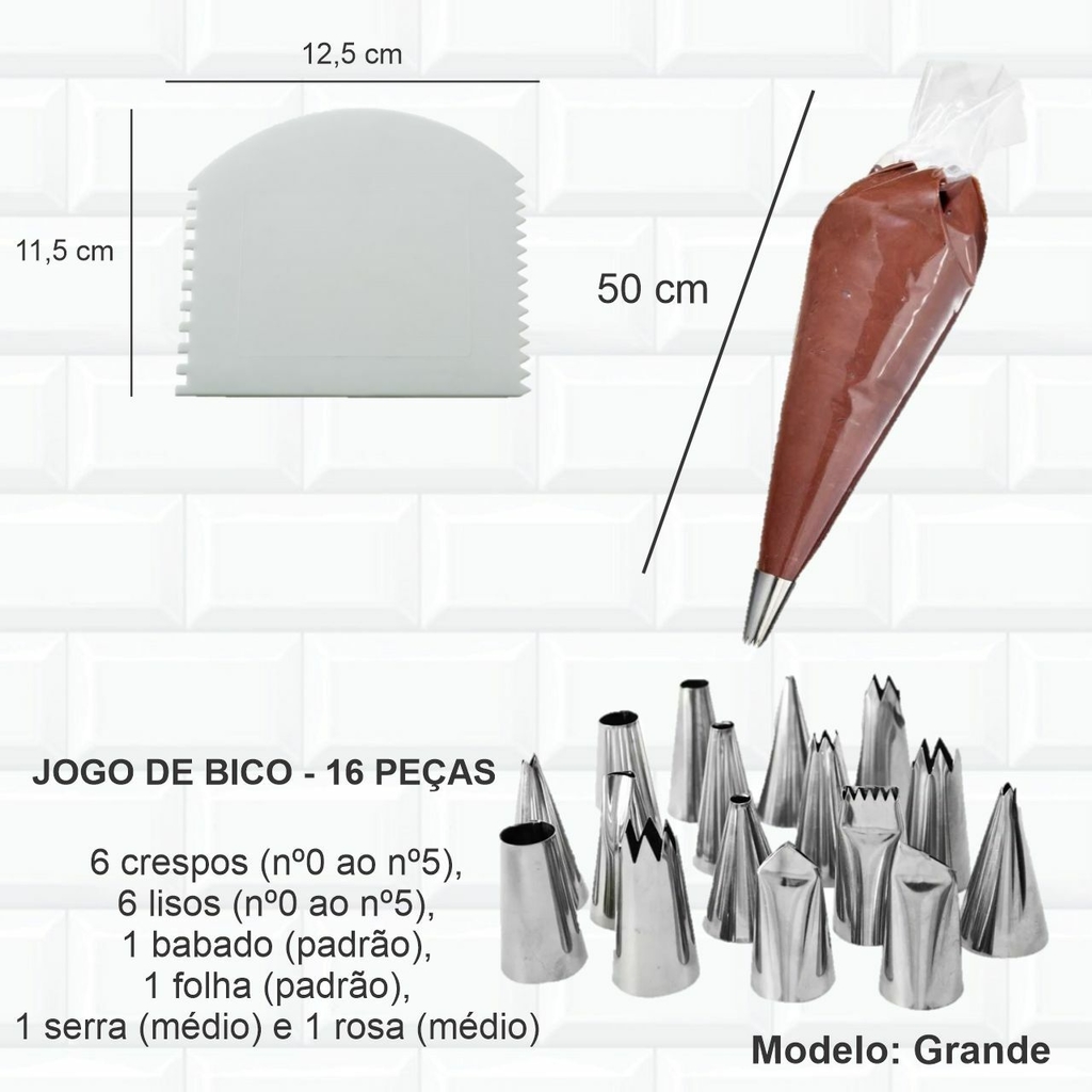 Jogo De Bico Russo 5 Peças Plástico 1 Saco Confeitar Bolo - Carrefour -  Carrefour