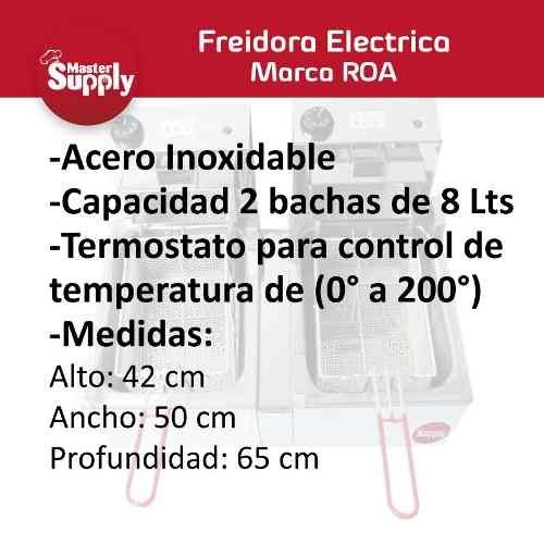 Freidora Electrica Doble Bacha Automatica 16 Lts Acero