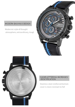 Relógio SMAEL Pulseira de Couro SL-9060 à prova d´ água - comprar online