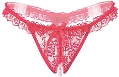 Kit 5 Calcinha Rosa Escuro Fio Dental de Pérola ElaShopp - loja online