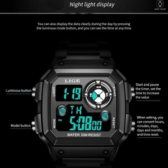Relógio Masculino LIGE 8921 Digital Esporte À Prova D'Água - ElaShopp.com