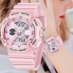 Relógio Feminino LIGE 8939 Esporte Digital-rosa