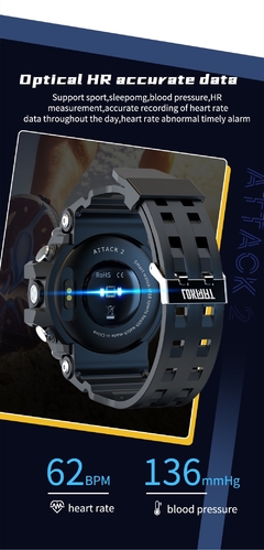 Relógio Inteligente Smartwatch LOKMAT ATTACK 2 GR5515 Android IOS