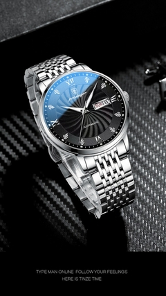 Relógios Masculinos POEDAGAR 827 Ultrafinos Calendário ImpermeávelAço Inoxidável Quartzo - ElaShopp.com