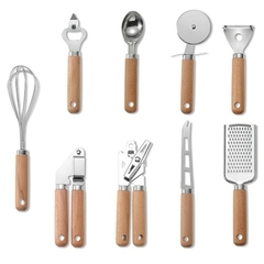 Kit 9 Peças Aço inoxidável Multifuncional Abridor de Lata Cortador de pizza, Ralador, Utensílios de Cozinha
