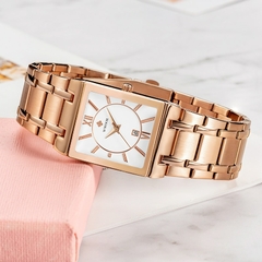 Relógio de Pulso Feminino Quadrado WWOOR 8858 À Prova D'Água