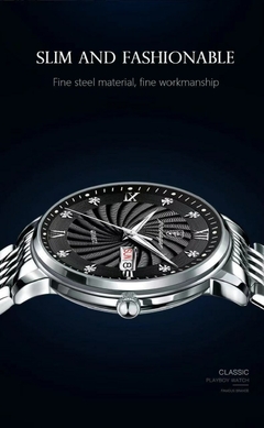 Imagem do Relógios Masculinos POEDAGAR 827 Ultrafinos Calendário ImpermeávelAço Inoxidável Quartzo