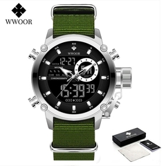 Relógio Masculino Militar WWOOR 8882BB Digital Esportivo Pulseira de Silicone À Prova D'Água - loja online