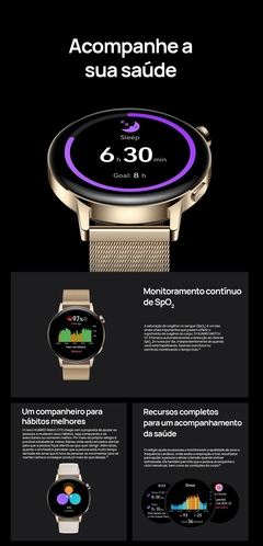Imagem do Smartwatch Huawei Watch GT 3 Monitoramento de SpO2 Bluetooth chamadas ROSTEST à prova d'água GT3