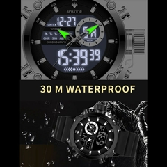 Imagem do Relógio Masculino Militar WWOOR 8882BB Digital Esportivo Pulseira de Silicone À Prova D'Água