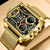 Relógio de Pulso Masculino de Quartzo de Ouro Impermeável LED - comprar online