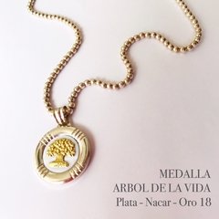 Medalla plata Nacar Arbol en oro 9061