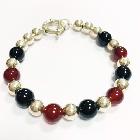 PULSERAS AGATAS, ONIX Y PLATA CON CON CIERRE MARINERO 8020