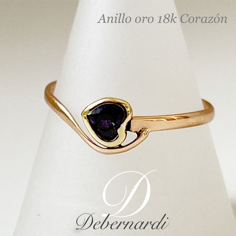 ANILLO ORO 18K CON CORAZON ZAFIRO SK980