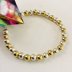 Pulsera bolitas plata y oro plaque italiana J3063 - comprar online