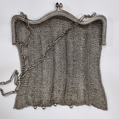 ANTIGUA CARTERA DE PLATA TEJIDA DECADA 1920 COD K2315