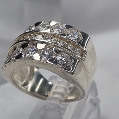 ANILLO PLATA TRIPLE CON CUBICS MACIZO ITALIA 3401 en internet