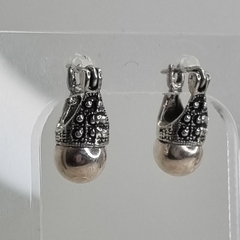 AROS DE PLATA LADY DI CON BOLITA PLATA 925 COD SK804