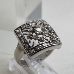 ANILLO PLATA ITALIANO CON CUBICS CALADO J777