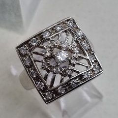 ANILLO PLATA ITALIANO CON CUBICS CALADO J777 - comprar online