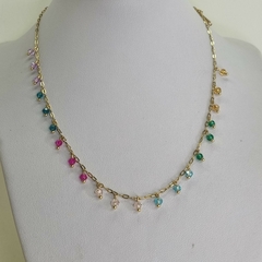 COLLAR RAINBOW ENCHAPADO EN ORO CON PIEDRAS 5253 - comprar online