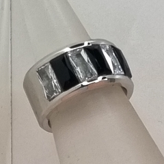 ANILLO ANCHO ACERO Y PIEDRAS 6376