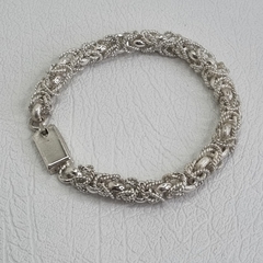 PULSERA TRENZADA CON DOS TEXTURAS DIFERENTES DE PLATA 925 COD: 6959