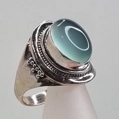 ANILLO DE PLATA TAILANDÉS CUARZO VERDE JADE COD 6515