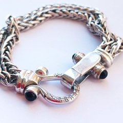 Pulsera doble importante cierre Cartier con zafiros J767