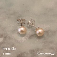 Aros Perlas de Rio 7 mm perno plata