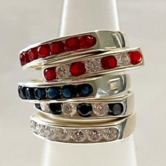 ANILLO MEDIO SIN FIN PLATA RUBIES K1073 - comprar online