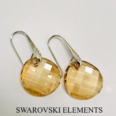 Aros Cristal Swarovski redondo color champagne