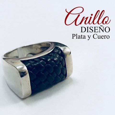 ANILLO EXCLUSIVO PLATA Y CUERO HECHO A MANO 925 cod 2249