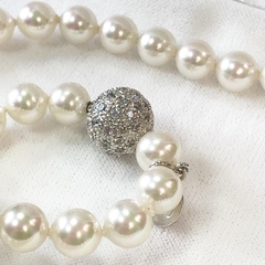 Collar de perlas Majorica perlas 8 mm 40 cm cierre Pavee T2012 - tienda online