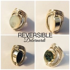 Anillo reversible oval Plata Nácar y Aliotis 3921