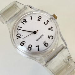 RELOJ TRANSPARENTE CAUCHO CON NUMEROS CHICO K11TN