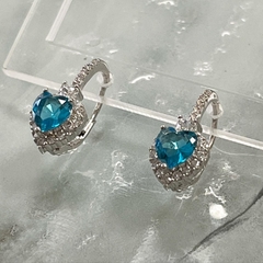 PAR DE AROS EN PLATA CON TOPACIO AZUL BRISURA ITALIA - comprar online