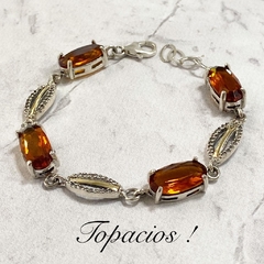 Pulsera Colombia en plata oro y topacios 10248