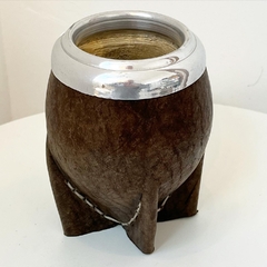 MATE ESTILO URUGUAYO CON CALABAZA Y CUERO CON VIROLA ALUMINIO - comprar online