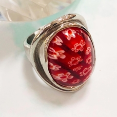 Anillo acero con importante Murina roja 2207