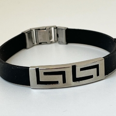 PULSERA CAUCHO ACERO CON GUARDA GRIEGA SK540