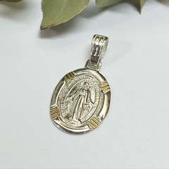 MEDALLA DE LA VIRGEN MILAGROSA EN PLATA Y ORO MEDIANA K1525