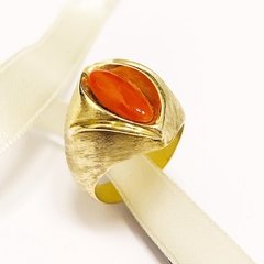 Anillo importante de Oro y Coral en forma Almendra SK915