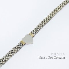 Pulsera Plata y oro con Corazón 8598