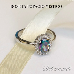 Anillo Roseta oval con topacio místico 9635