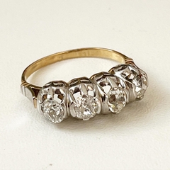 IMPORTANTE ANILLO CINTILLO EN DIAMANTES TALLA BRILLANTE ANTIGUO SK591 - comprar online