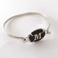 Pulsera plata Onix e Inicial / Letra oro 18 cod:9488 - comprar online