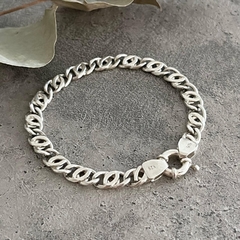 PULSERA PLATA MACIZA ARTESANAL CON CIERRE MARINERO K1877