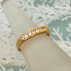 ANILLO 1/2 SIN FIN ORO Y CUBICS SK901 - comprar online