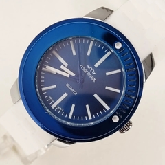 RELOJ MONTREAL SILICONA BLANCO CON BISEL AZUL MU462A - comprar online